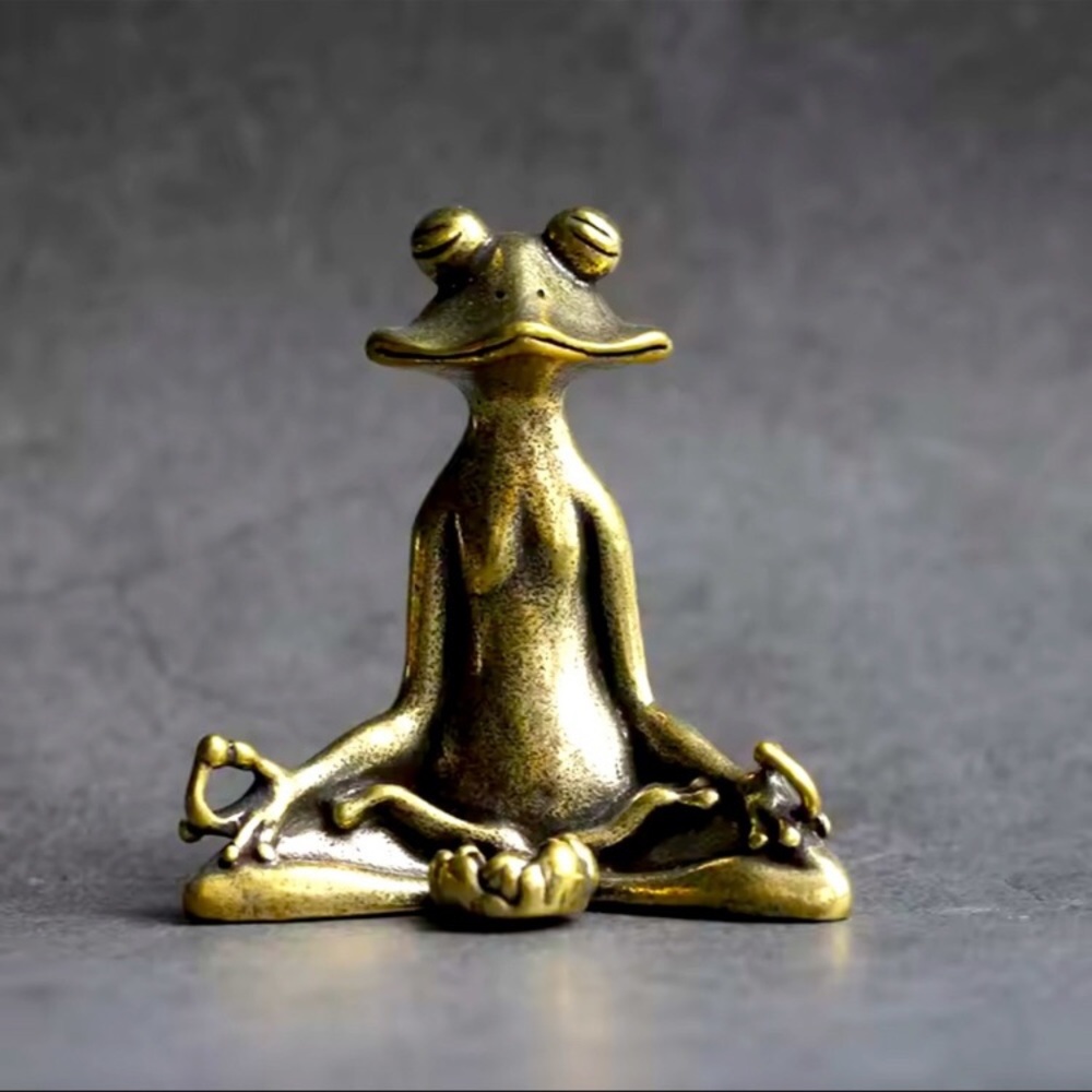 Meditation Zen Frog Statue Ornament Copper Animal Sculpture